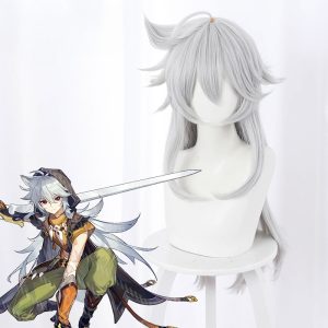 Razor Silver Gray Long Flipped Cosplay Wig for Genshin Impact - 503A