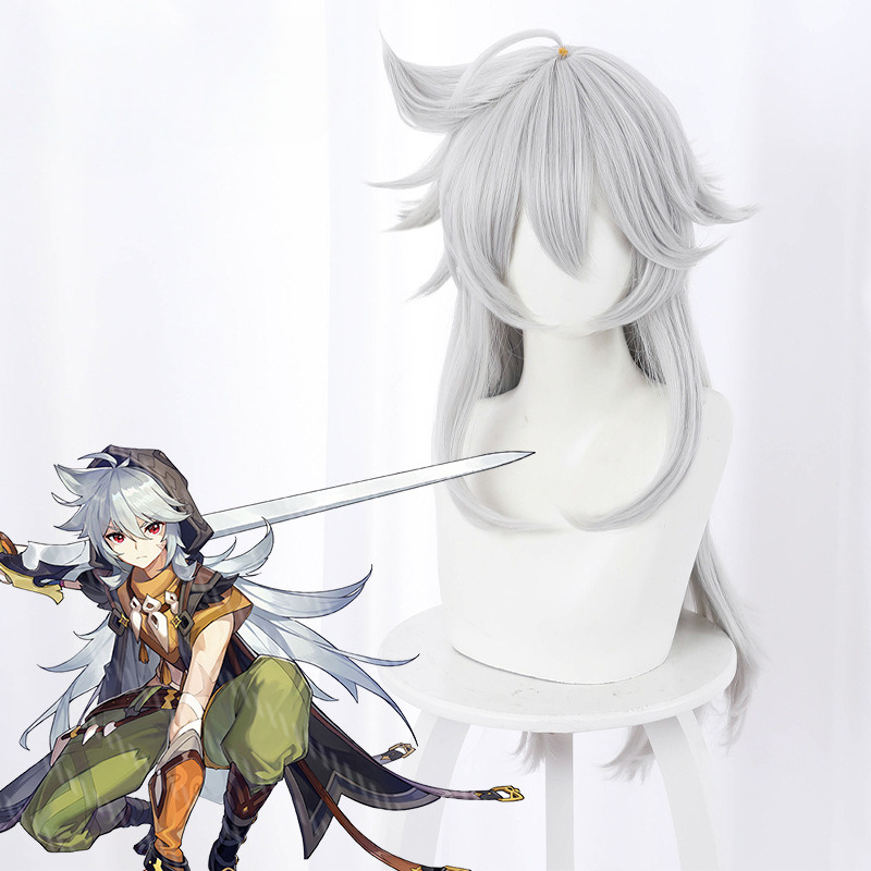 Razor Silver Gray Long Flipped Cosplay Wig for Genshin Impact - 503A