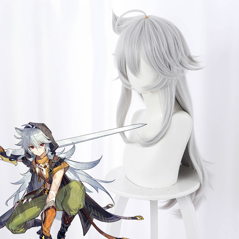 Razor Silver Gray Long Flipped Cosplay Wig for Genshin Impact - 503A - Image 2