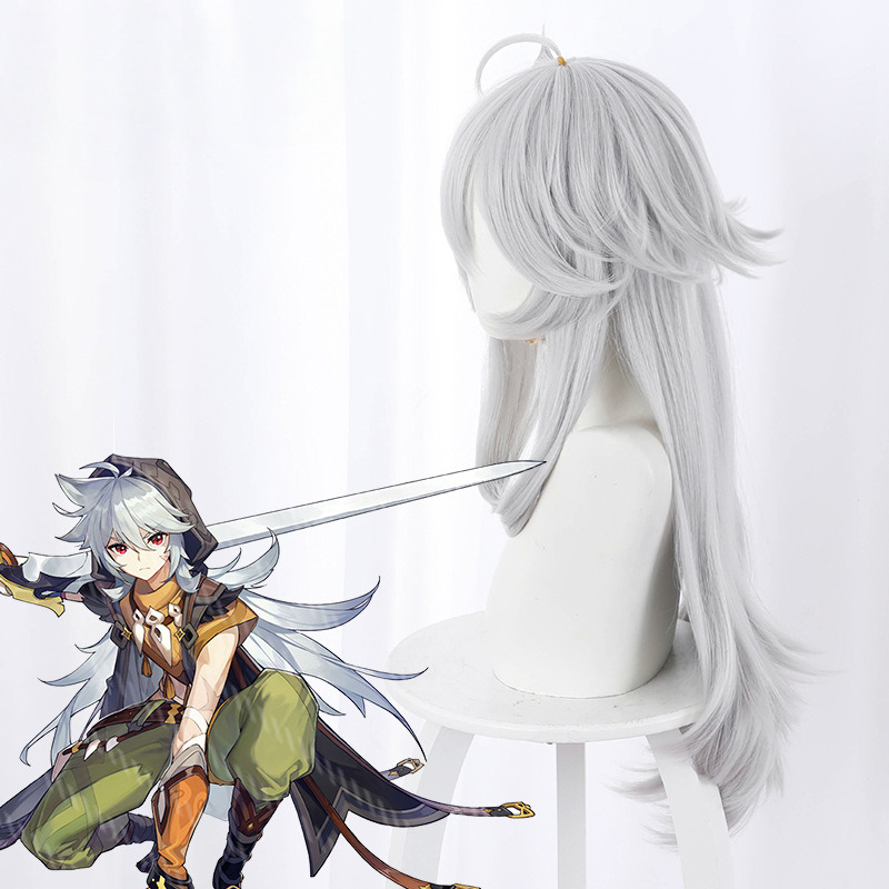 Razor Silver Gray Long Flipped Cosplay Wig for Genshin Impact - 503A - Image 3