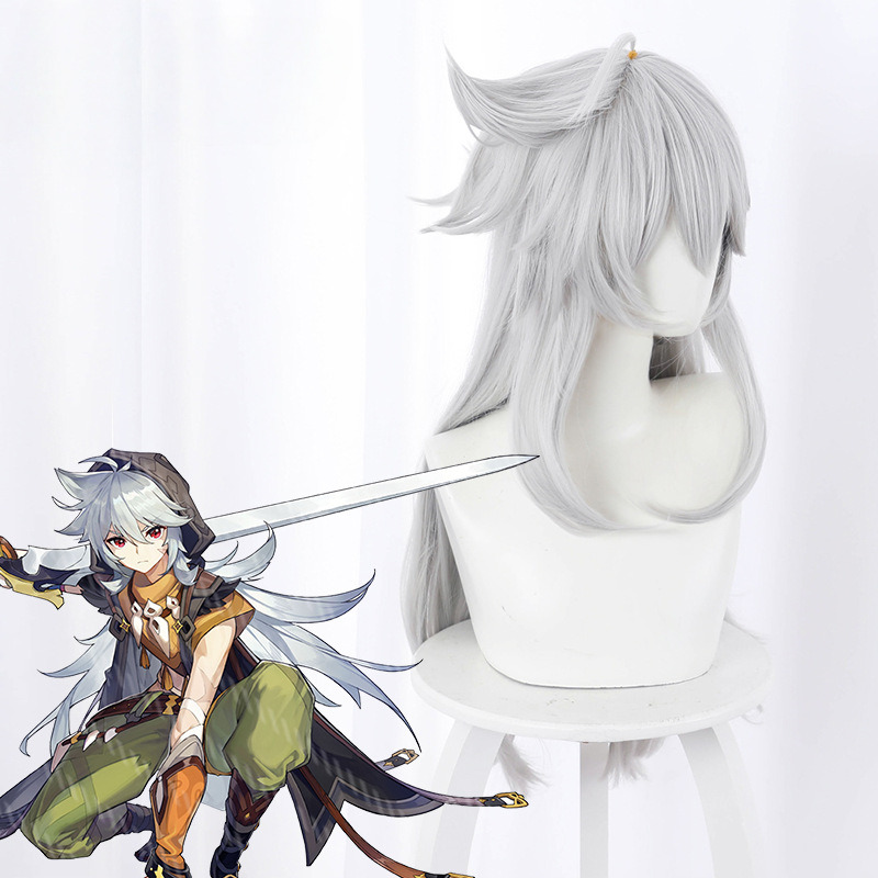 Razor Silver Gray Long Flipped Cosplay Wig for Genshin Impact - 503A - Image 4