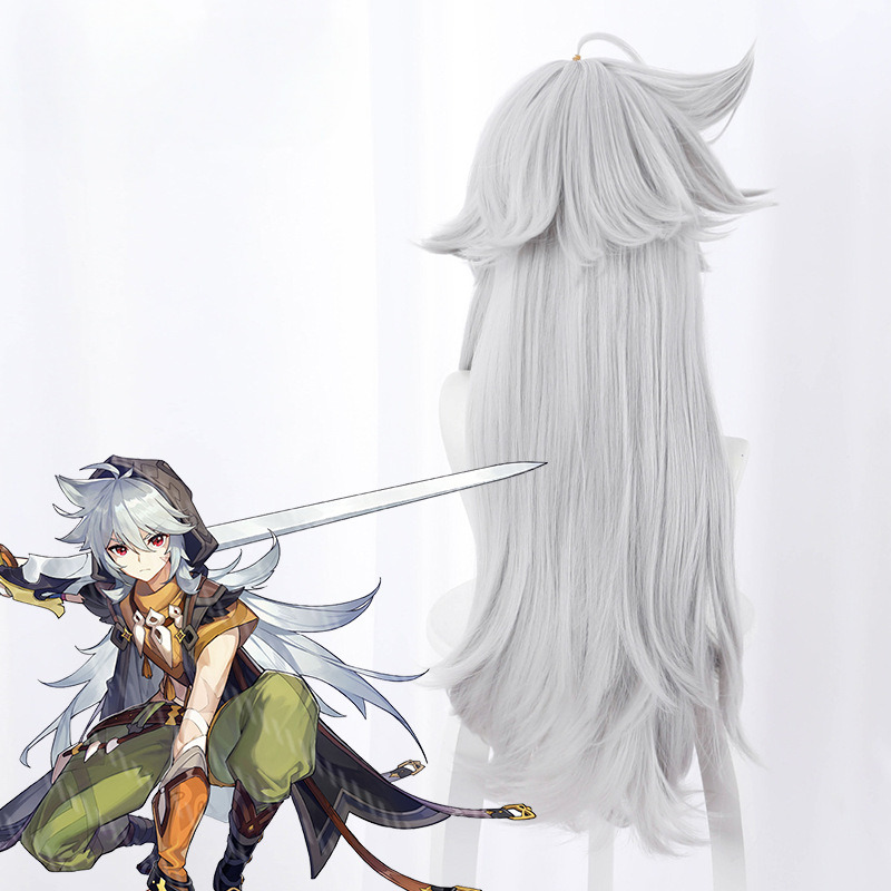 Razor Silver Gray Long Flipped Cosplay Wig for Genshin Impact - 503A - Image 5