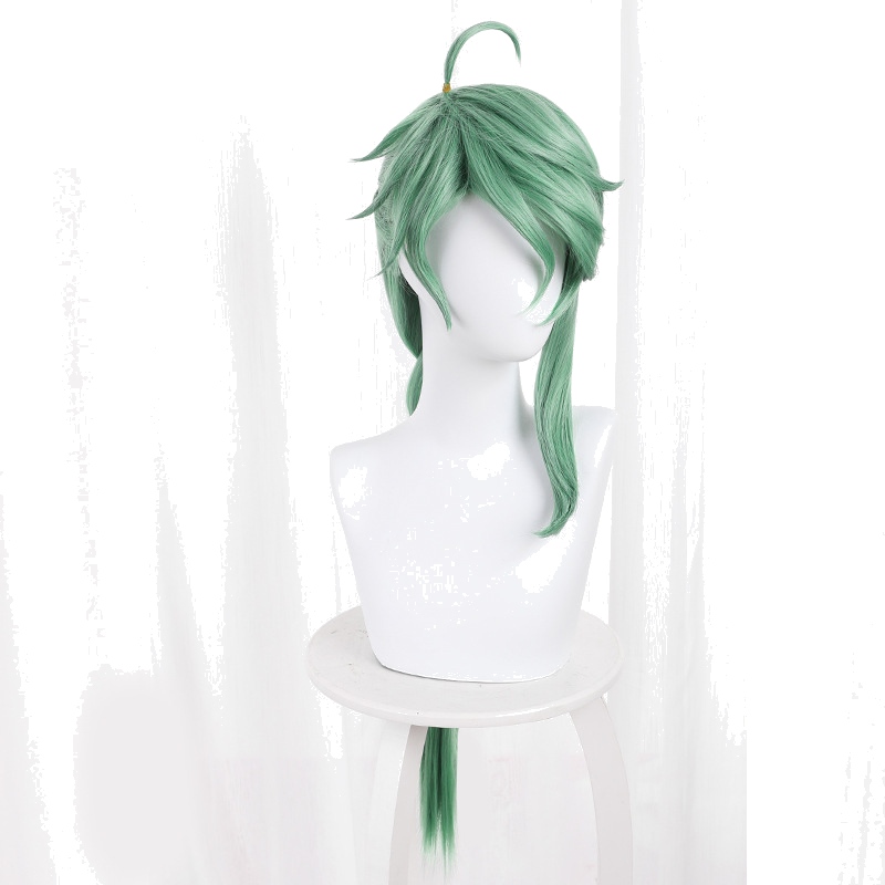 Baizhu Smoky Green Braided Hair Bun Cosplay Wig for Genshin Impact - 503N