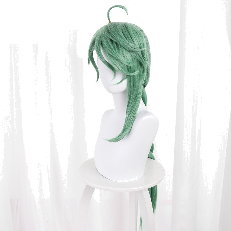 Baizhu Smoky Green Braided Hair Bun Cosplay Wig for Genshin Impact - 503N - Image 2
