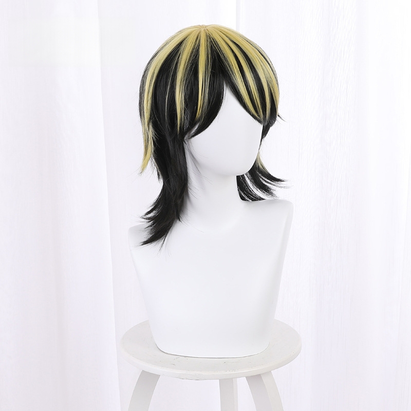 Kazutora Hanemiya Highlighted Yellow Short Flipped Cosplay Wig for Tokyo Revengers - 521D - Image 2