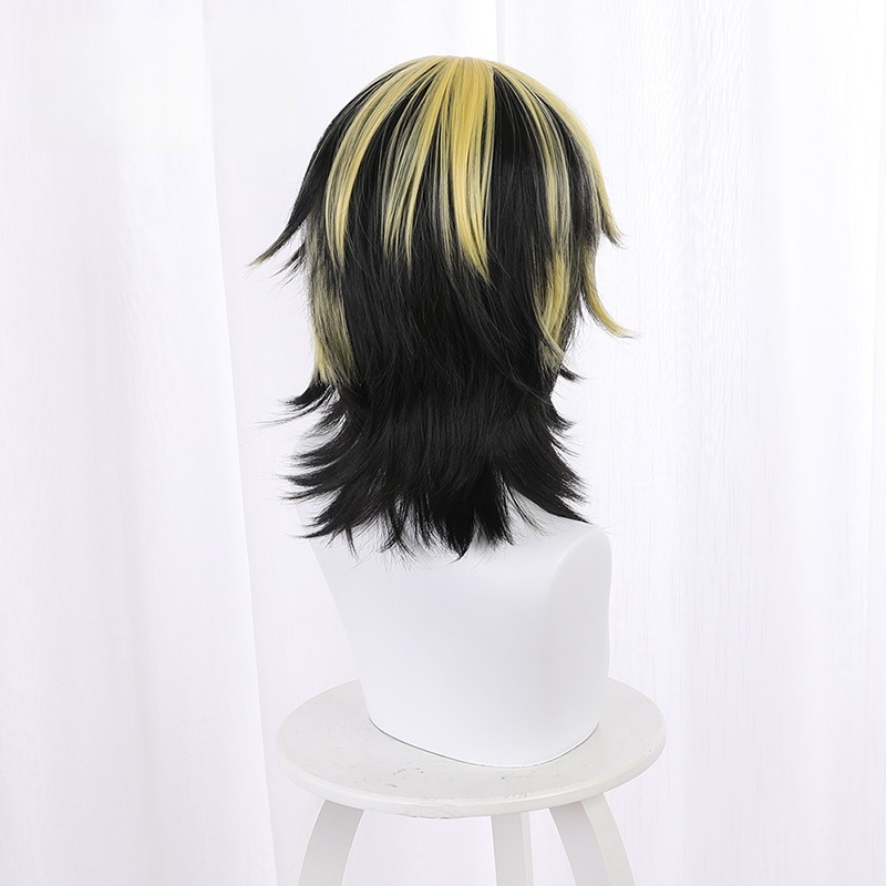 Kazutora Hanemiya Highlighted Yellow Short Flipped Cosplay Wig for Tokyo Revengers - 521D - Image 4