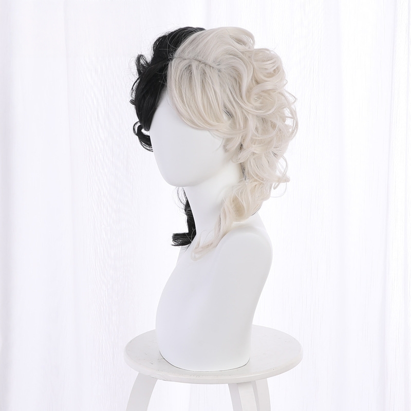 Cruella de Vil Two-tone Short Curly Cosplay Wig for Cruella - 405NC - Image 2