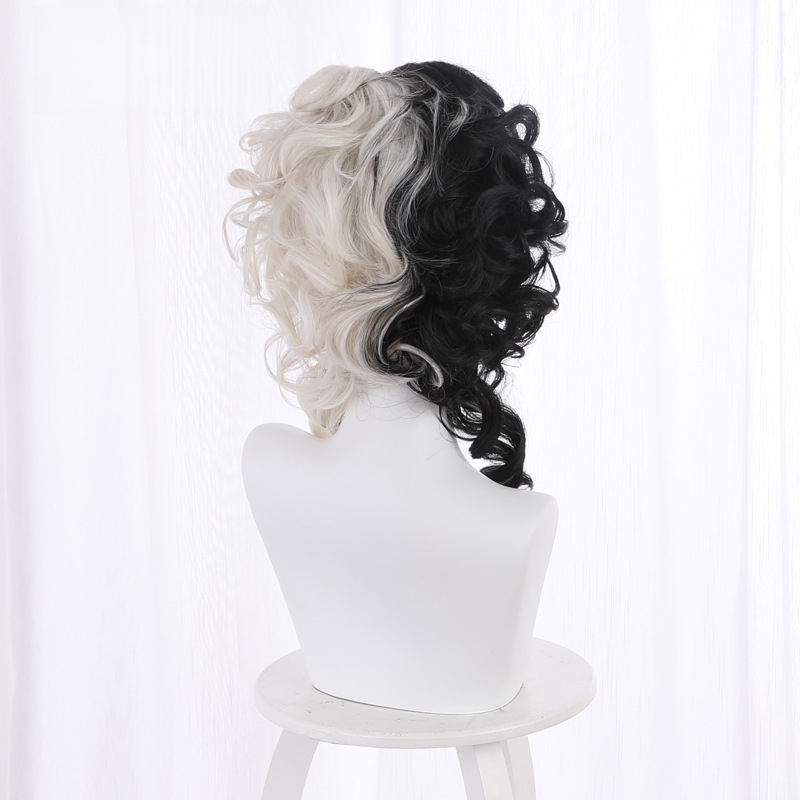 Cruella de Vil Two-tone Short Curly Cosplay Wig for Cruella - 405NC - Image 3