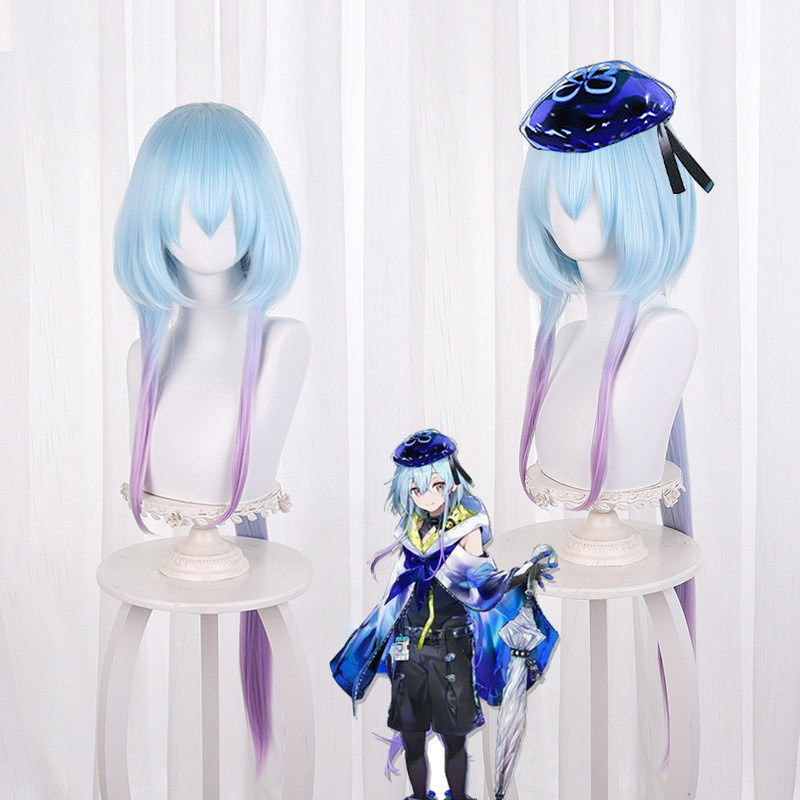 Mizuki Light Blue Gradient Ponytail Cosplay Wig for Arknights - 492AA