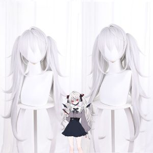 Kuzuha Silver-white Twin Ponytail Cosplay Wig for VTuber - 536EB
