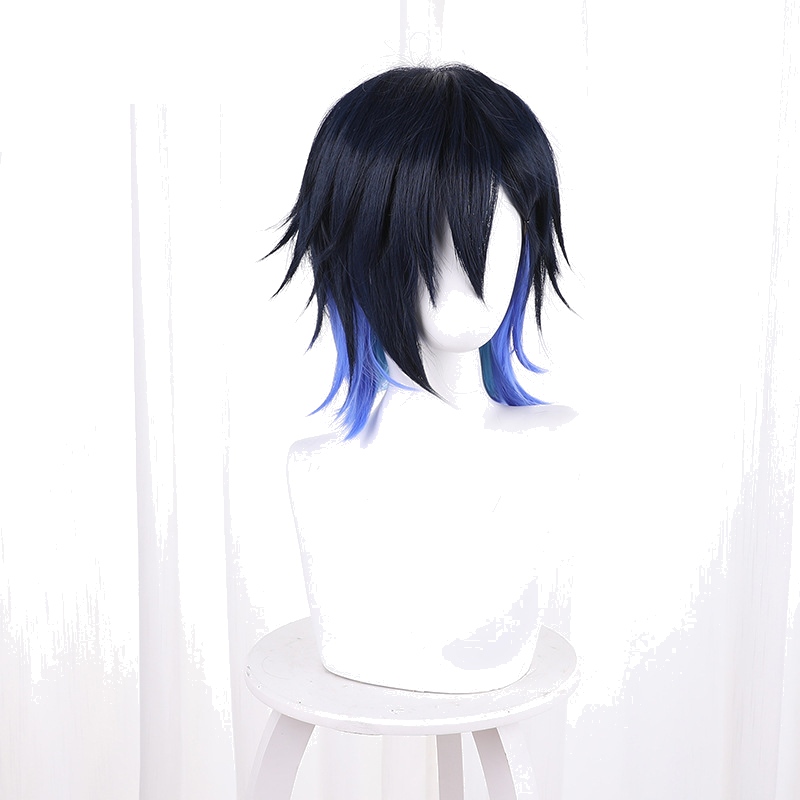 Yugo Asuma Gradient Cyan Short Flipped Cosplay Wig for VTuber - Image 2
