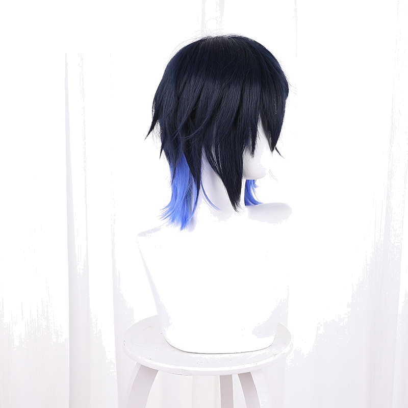 Yugo Asuma Gradient Cyan Short Flipped Cosplay Wig for VTuber - Image 3