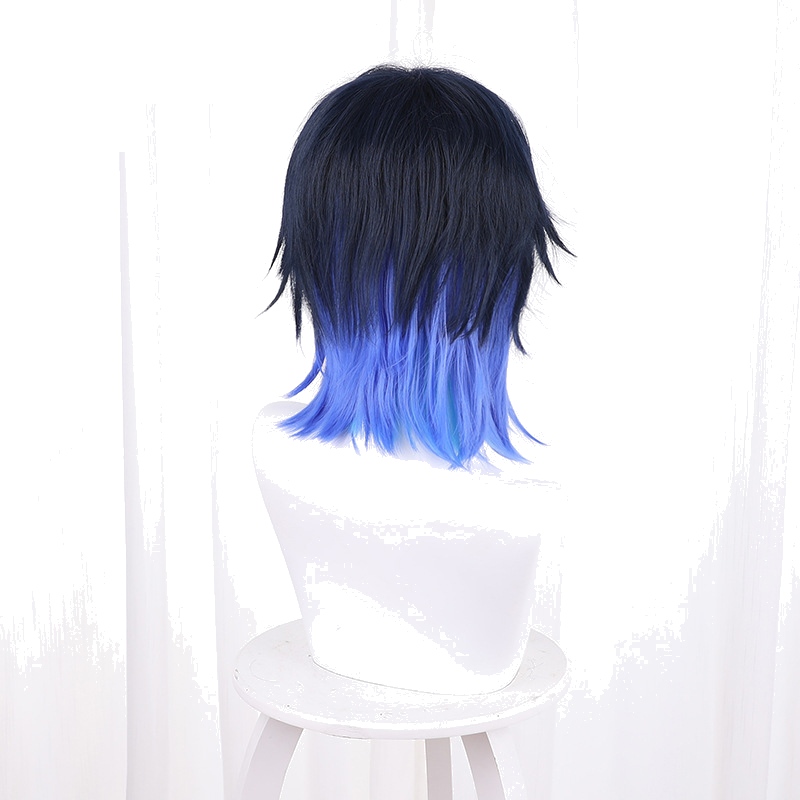 Yugo Asuma Gradient Cyan Short Flipped Cosplay Wig for VTuber - Image 4