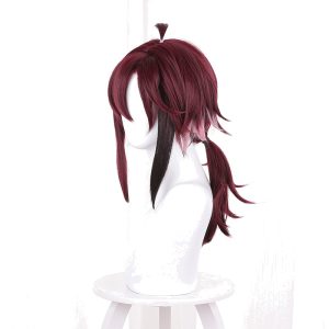 Shikanoin Heizou Burgundy Gradient Ponytail Cosplay Wig for Genshin Impact - 539B