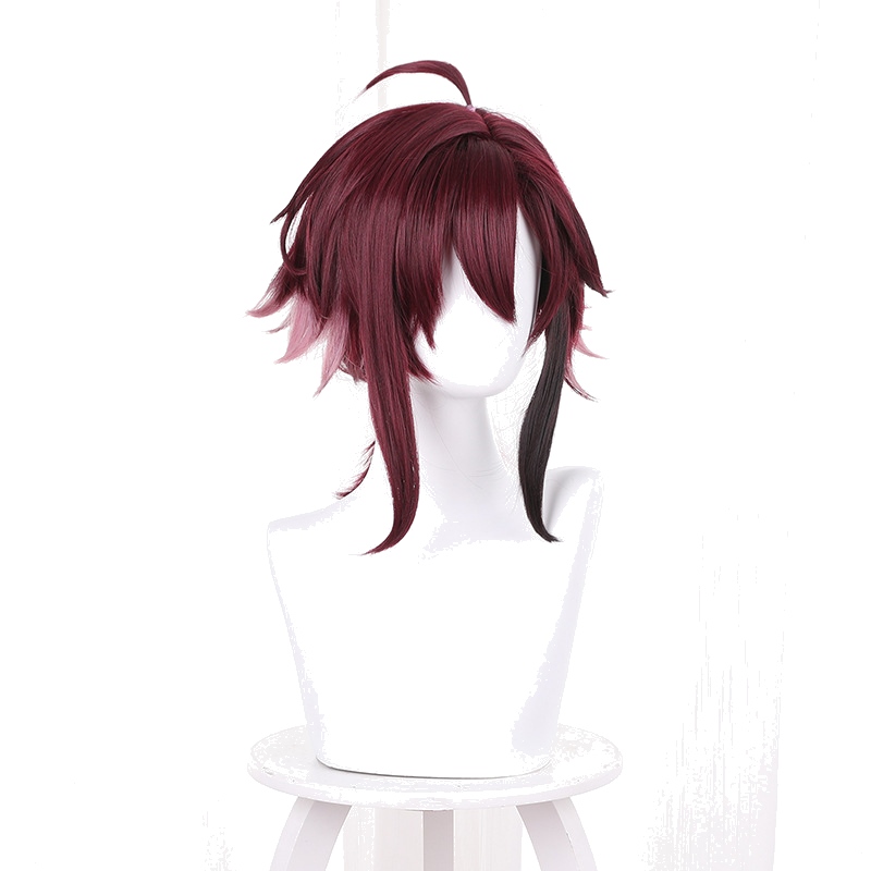 Shikanoin Heizou Burgundy Gradient Ponytail Cosplay Wig for Genshin Impact - 539B - Image 2