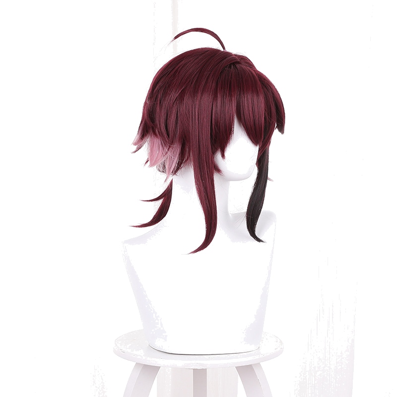 Shikanoin Heizou Burgundy Gradient Ponytail Cosplay Wig for Genshin Impact - 539B - Image 3