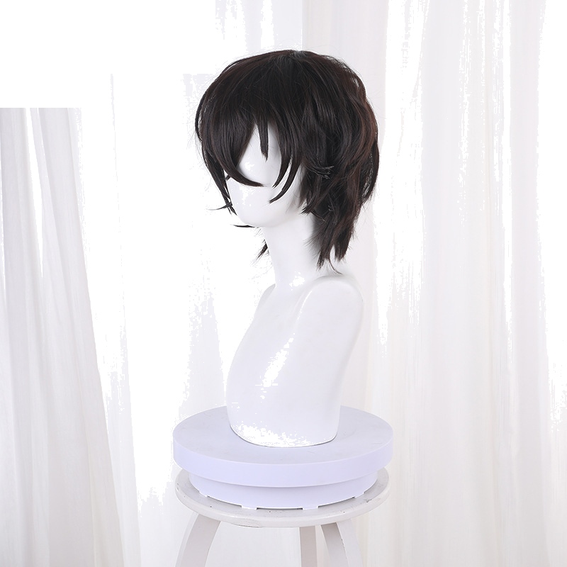 Osamu Dazai Dark Brown Short Voluminous Slightly Wavy Cosplay Wig for Bungo Stray Dogs - 409C