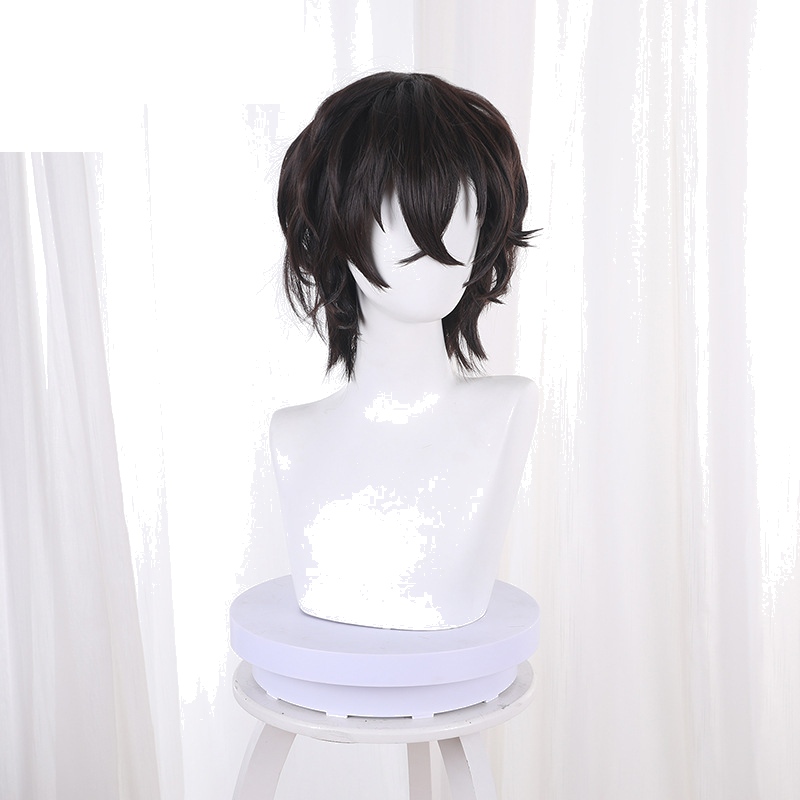 Osamu Dazai Dark Brown Short Voluminous Slightly Wavy Cosplay Wig for Bungo Stray Dogs - 409C - Image 2