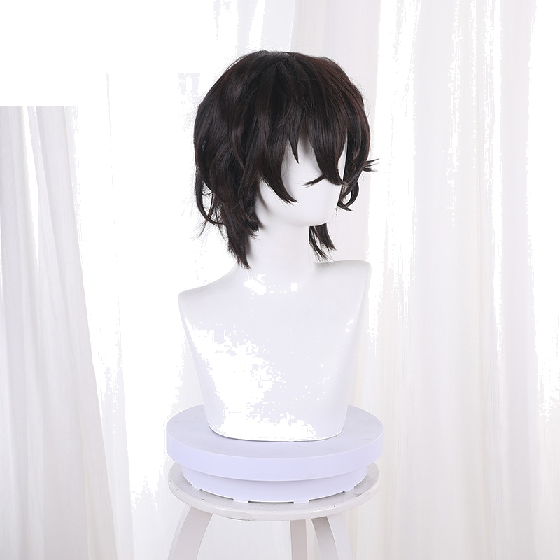 Osamu Dazai Dark Brown Short Voluminous Slightly Wavy Cosplay Wig for Bungo Stray Dogs - 409C - Image 3