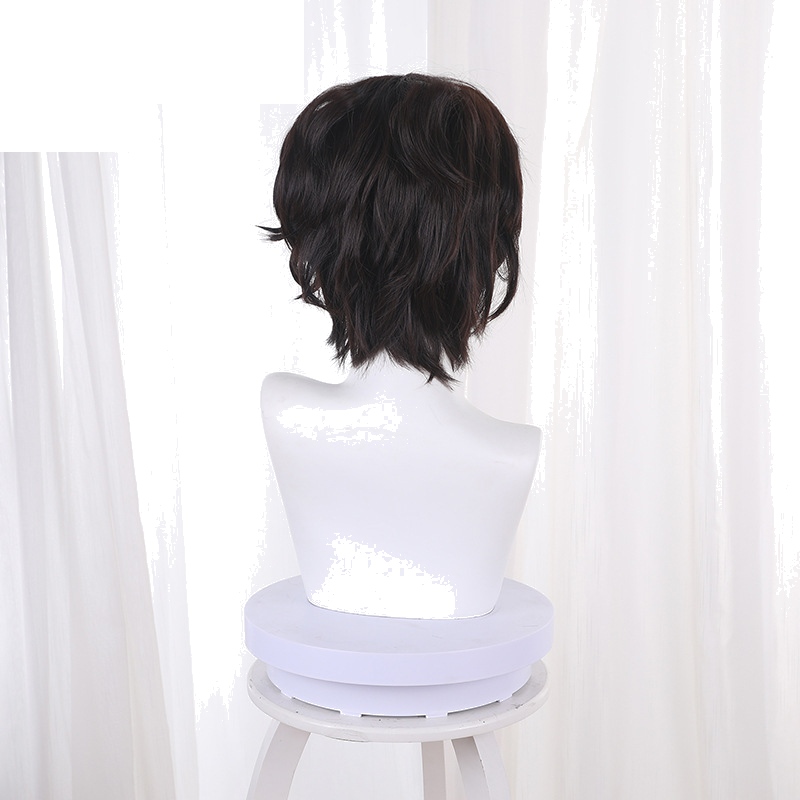 Osamu Dazai Dark Brown Short Voluminous Slightly Wavy Cosplay Wig for Bungo Stray Dogs - 409C - Image 4