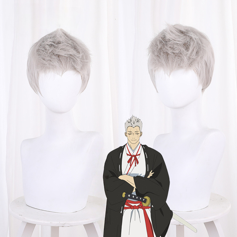 Shion Yamada Asaemon Gray-white White Short Cosplay Wig for Hell's Paradise - 543C