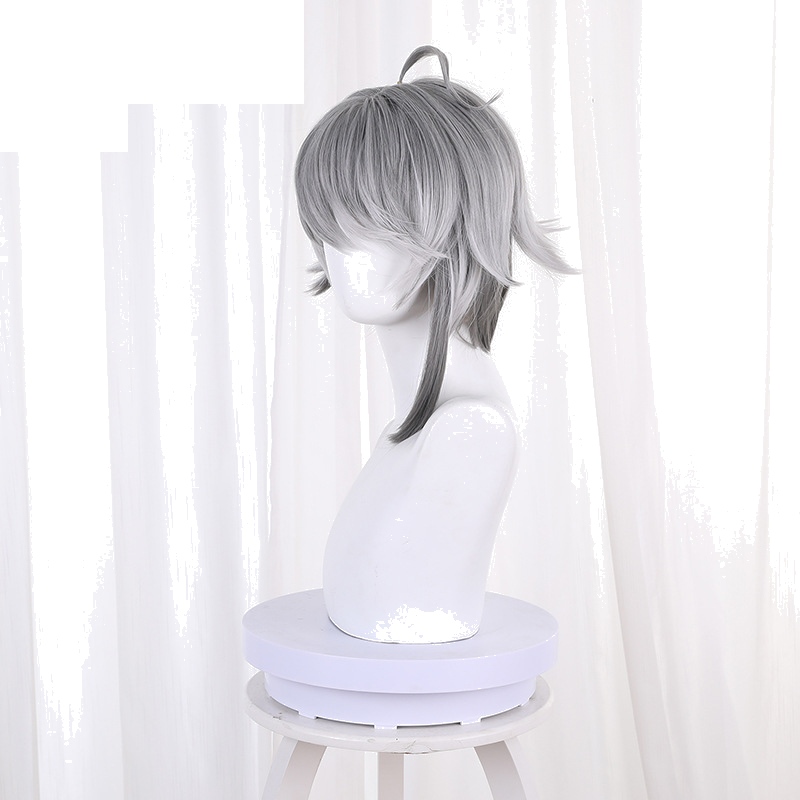 Alhaitham Gradient Gray-white Short Flipped Cosplay Wig for Genshin Impact - 539J