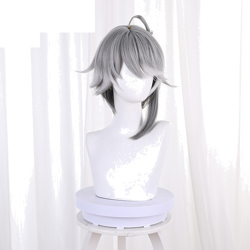Alhaitham Gradient Gray-white Short Flipped Cosplay Wig for Genshin Impact - 539J - Image 2