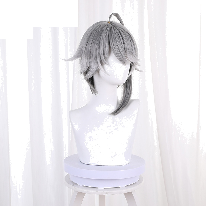 Alhaitham Gradient Gray-white Short Flipped Cosplay Wig for Genshin Impact - 539J - Image 3