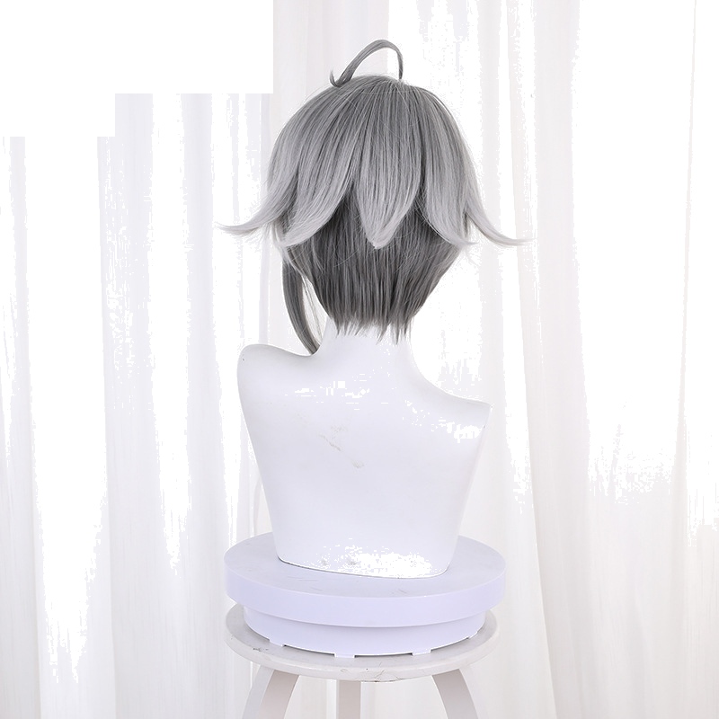 Alhaitham Gradient Gray-white Short Flipped Cosplay Wig for Genshin Impact - 539J - Image 4