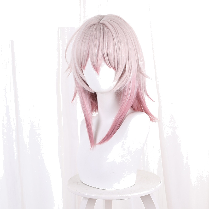 March 7th Gradient Sakura Pink Medium-length Flipped Cosplay Wig for Honkai: Star Rail - 544C