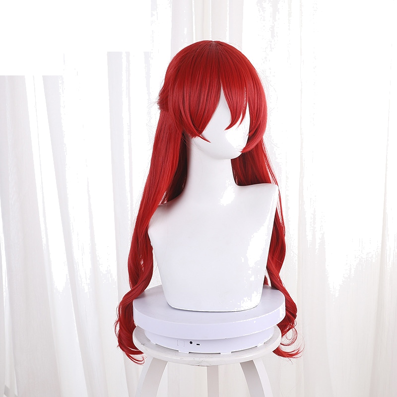 Himeko Red Detachable Long Wavy Hair Bun Cosplay Wig for Honkai: Star Rail - 544G - Image 2