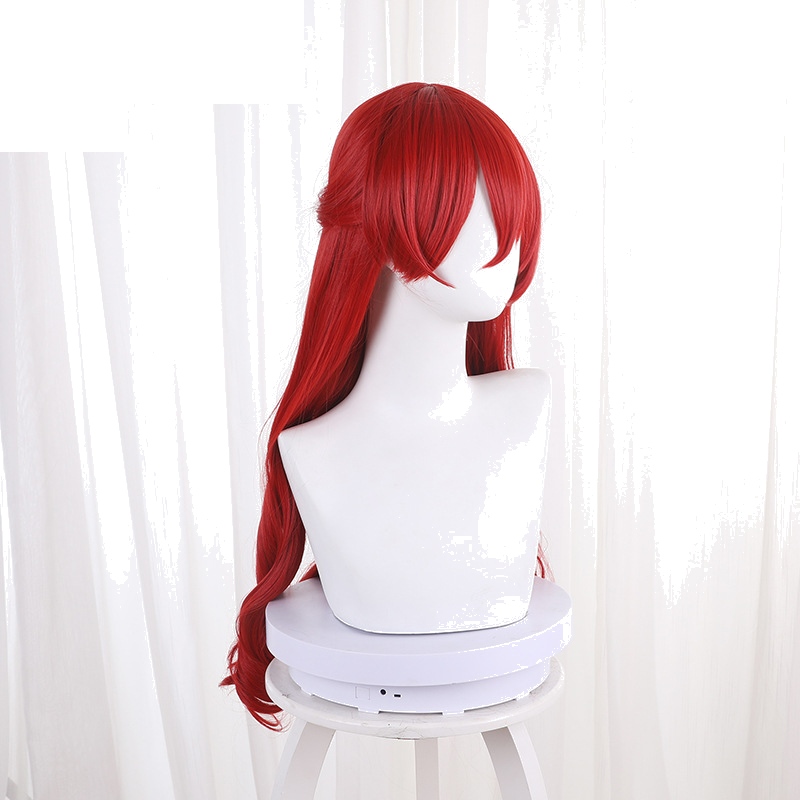 Himeko Red Detachable Long Wavy Hair Bun Cosplay Wig for Honkai: Star Rail - 544G - Image 3