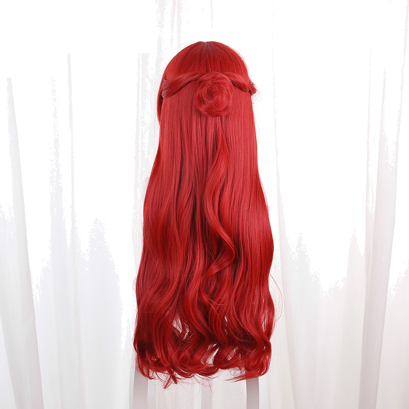 Himeko Red Detachable Long Wavy Hair Bun Cosplay Wig for Honkai: Star Rail - 544G - Image 4