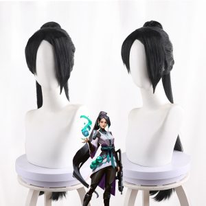 Sheng Qi Xian Zhe Hei Se Clip-in Single Ponytail Cosplay Wig for VALORANT - 555B