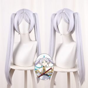 Frieren Silver-white Clip-in Twin Ponytail Cosplay Wig for cos - 512Q