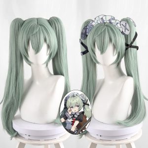 Corin Wickes Gray-green Clip-in Twin Ponytail Short Cosplay Wig for Zenless Zone Zero - 551D