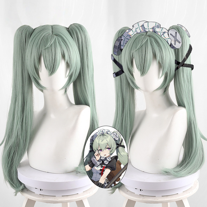 Corin Wickes Gray-green Clip-in Twin Ponytail Short Cosplay Wig for Zenless Zone Zero - 551D
