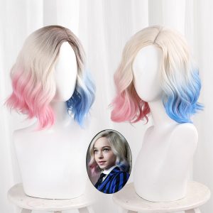 Enid Sinclair Two-tone Gradient Short Curly Cosplay Wig for Wednesday