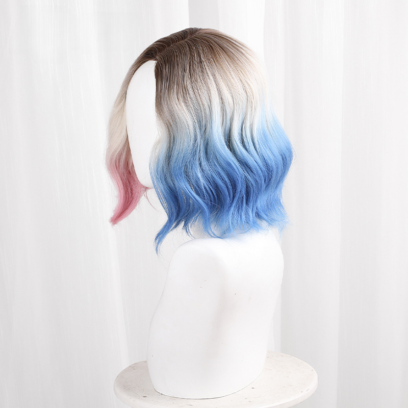 Enid Sinclair Two-tone Gradient Short Curly Cosplay Wig for Wednesday - Image 2