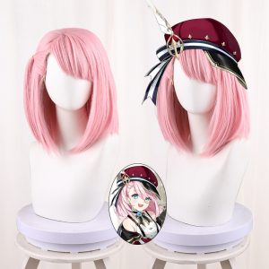 Charlotte Pink Side Ponytail Medium-length Styled Cosplay Wig for Genshin Impact - 559D - image 1