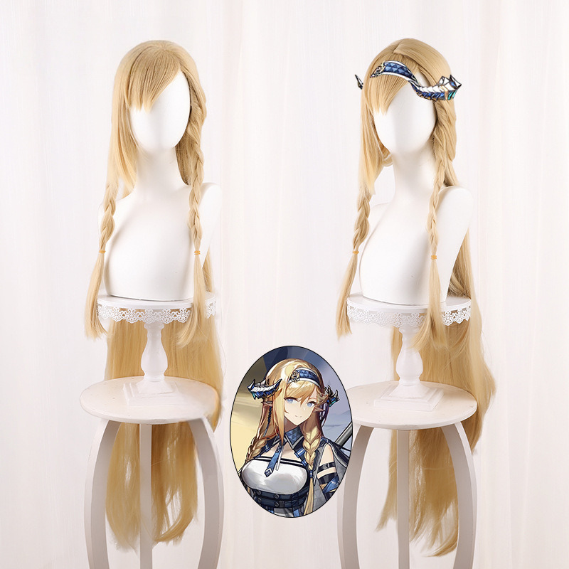 Saileach Golden Blonde Braided Long Straight Ponytail Cosplay Wig for Arknights - 531H - image 1