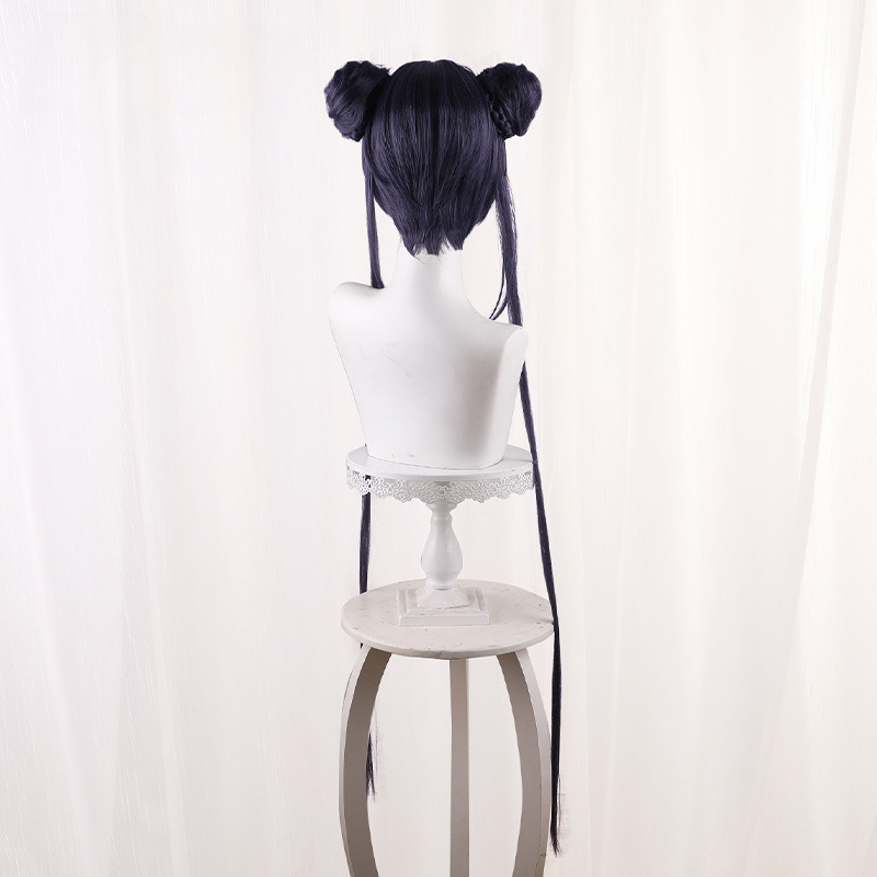 Kisaki Deep Purple Hime Cut Hair Bun Cosplay Wig for Blue Archive - 563C - Image 5