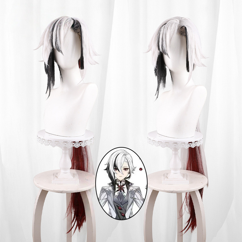 Arlecchino Tri-color Highlighted Ponytail Styled Cosplay Wig for Genshin Impact - 539L