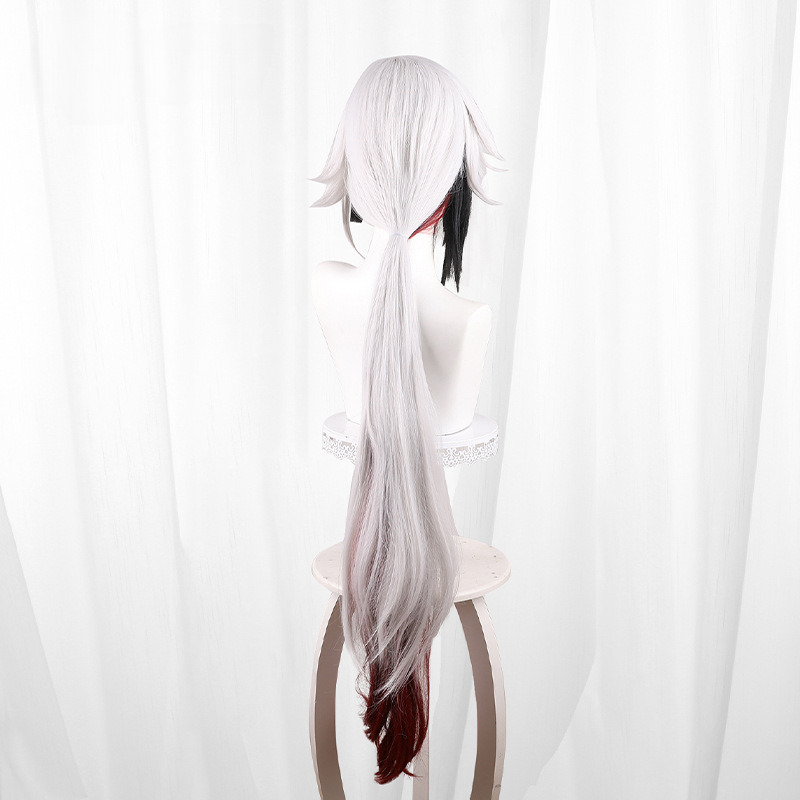 Arlecchino Tri-color Highlighted Ponytail Styled Cosplay Wig for Genshin Impact - 539L - Image 5