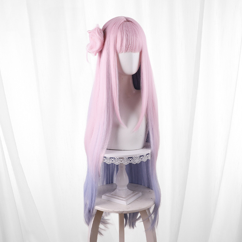 Mika Misono Gradient Pink Long Straight Hair Bun Cosplay Wig for Blue Archive - 563A - Image 3