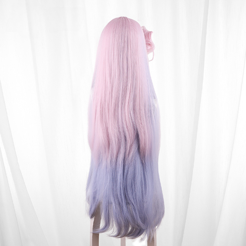 Mika Misono Gradient Pink Long Straight Hair Bun Cosplay Wig for Blue Archive - 563A - Image 5