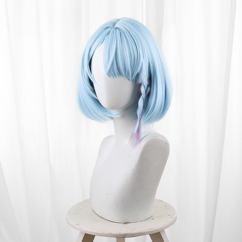 Arona Highlighted Blue Braided Bob Cosplay Wig for Blue Archive - 563B - Image 4