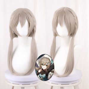 Qingque Flaxen Blonde Twin Ponytail Braided Long Cosplay Wig for Honkai: Star Rail - 544U