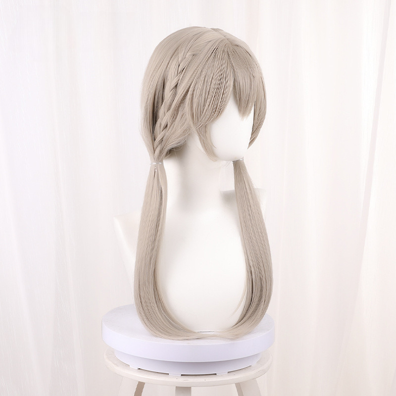 Qingque Flaxen Blonde Twin Ponytail Braided Long Cosplay Wig for Honkai: Star Rail - 544U - Image 3