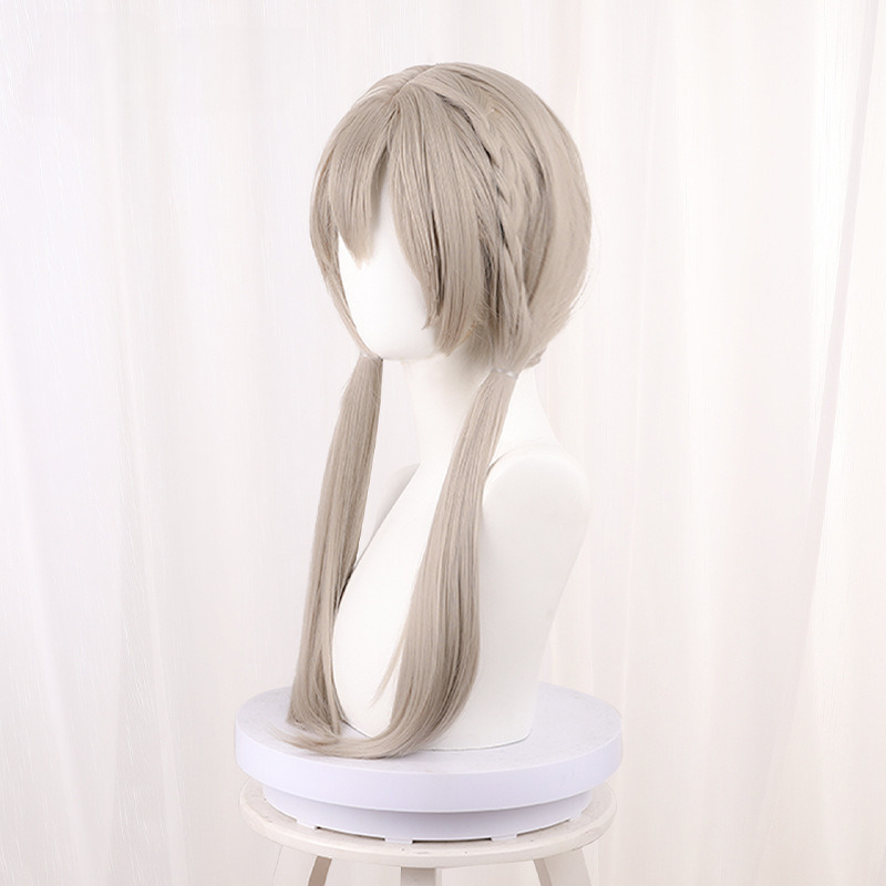 Qingque Flaxen Blonde Twin Ponytail Braided Long Cosplay Wig for Honkai: Star Rail - 544U - Image 4